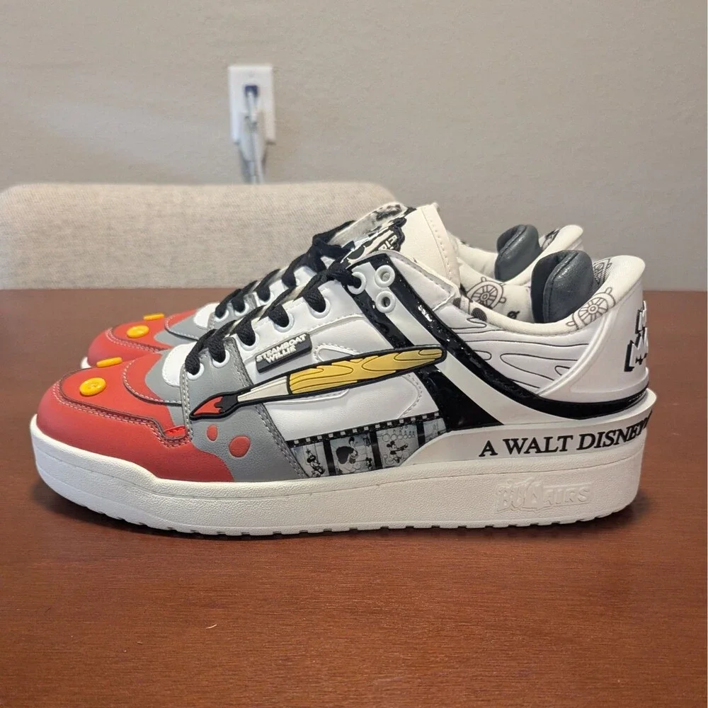 Bull Airs Shoes Steamboat Willie Mickey Mouse Shorthorns Sneakers Men's 11